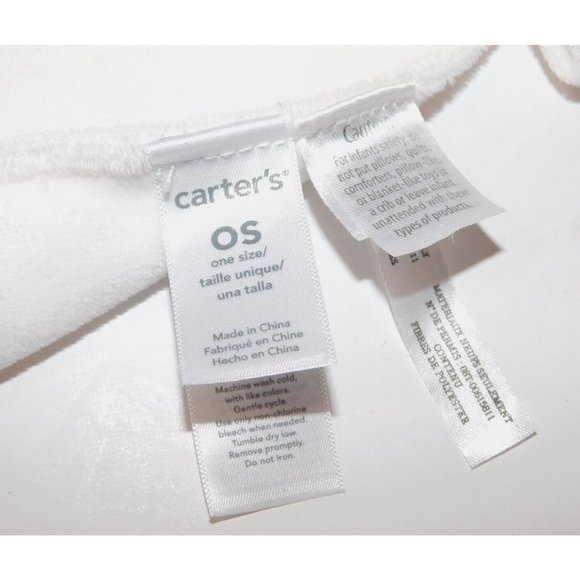 Carter's Gray Rattle Bear White Security  Blanket Pacifier Holder Plush Lovey - Picture 4 of 6